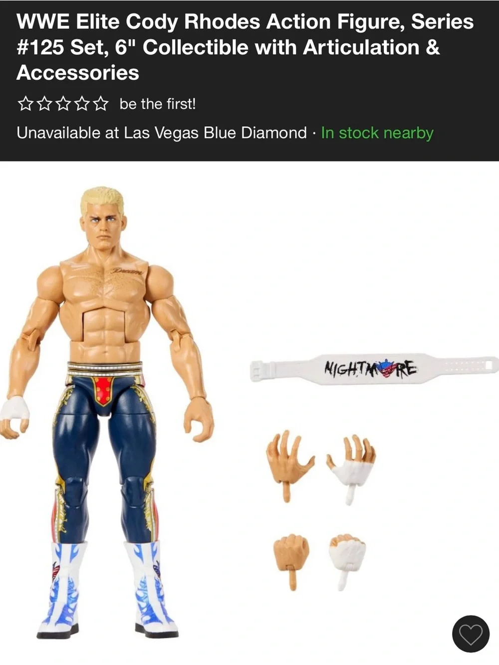 WWE Cody Rhodes Action Figure Series #125, NEW IN BOX MATTEL WWE